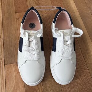 New Kate Spade Kids White and Navy Sneakers Size 7